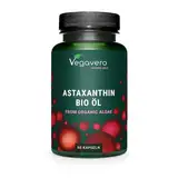 Bio Astaxanthin hochdosiert | Natürlicher Rohstoff aus der EU – schonende CO2-Extraktion | Vegan | Alge + Olivenöl | Laborgeprüft | 60 Kapseln | Deutsche Produktion von Vegavero®