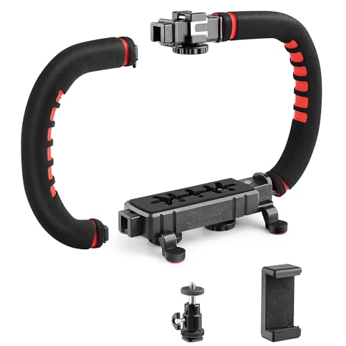Zedio Kamera Smartphone Stabilisator, Handgriff Video-Rig, Kompatibilität mit Allen Kameras, Camcordern, Aktion Kamera, DSLR und für alle iPhone und Android Smartphones