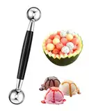 KGDUYC 1 Stücke Doppelseitig Aushöhllöffel Edelstahl Eisportionierer Set Kugelformer Melone Melonenausstecher Kugeln klein Melonenballer Melonenlöffel Melonenkugelausstecher für Gemüse Obst