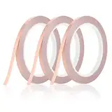 KroY PecoeD 3 Rollen Kupferband Selbstklebend, 20m x 6mm Kupferfolie Klebeband Leitfähig Copper Foil Tape, Kupferfolienband für EMI Abschirmung, Schneckenschutz, Elektro Reparatur, Löten, Basteln