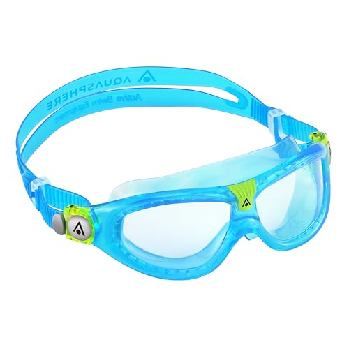 Aquasphere Seal Kid | Schwimmbrille für Kinder ab 3 Jahren mit UV-Schutz, Silikondichtung und beschlag- und auslaufsicheren Gläsern für Jungen und Mädchen, Aqua - Klare Linse