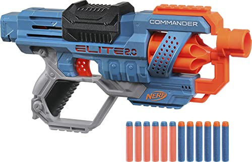 Hasbro E9485EU4 Nerf Elite 2 Commander RD-6 Blaster, 12 Nerf Darts, 6-Dart Rotationstrommel, Tactical Rail Steckschienen, Befestigungspunkte