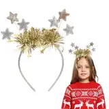 Sterne Haarreifen, Glitzer Sterne Stirnband für Damen Mädchen,Sterne Haarschmuck Haarband für Geburtstag Weihnachten Neujahr und Karneval (Gold)