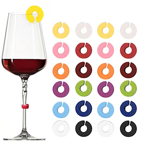 vgggrd 24 Pcs Glasmarkierer Glasmarker Silikon, Glas Markierung Trinkgläser für Weinglas, Champagnerglas, Cocktailglas, Martini-Glas, Trinkglas (Quadrat)