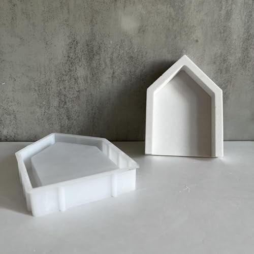 Silikonformen Gießformen Haus, Silikonform Haus, Silikon Gießform Haus, Gipsformen zum Gießen, Epoxidharzformen zur Herstellung von Haus Ornamenten (Rückseite des Hauses)