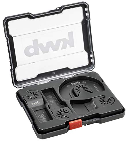 kwb Multitool-Zubehör im 4-teiligen Set, CV Tauch 28 mm, Bi-Metall Tauchsäge-Blatt Ø 22 mm, HCS Sägeblatt Ø 87 mm inkl. Schaber hart, 52 mm breit
