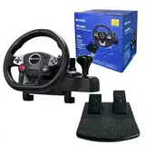 DuLingKer PC Lenkrad mit Pedalen und Schaltung, 270° Gaming Lenkrad für PC/PS4/Switch/PS3/Xbox One/Xbox 360/Android TV, Racing Wheel PC mit Schaltwippen, Vibrationen Feedback