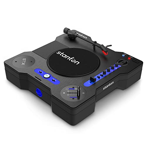 Stanton STX - Tragbarer Scratch DJ-Turntable mit Innofader Nano Crossfader, Bluetooth, Pitch Slider, USB Recording, Lautsprecher, 2 Akkubatterien