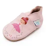 Dotty Fish weiche Leder Babyschuhe mit rutschfesten Wildledersohlen. Kleinkind Schuhe. Mädchen. Rosa Fee Ballerina. 3-4 Jahre (27 EU)