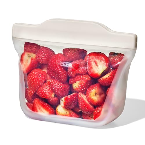 OXO Good Grips wiederverwendbarer Silikonbeutel – Snack-Standbeutel (335 ml) – Hafer