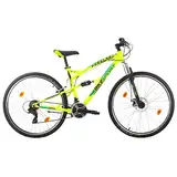 Bikesport Parallax 29 Zoll Mountainbike, doppelte Federung für Herren, Shimano 21 Gänge (Neongrün)