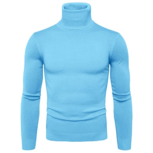 WKAYsIV Weihnachtspullover Herren Echte Pelz Mantel Rollkragenpullover Flexibilität Einfarbig Enganliegender Top Slim Pullover Taufkleid Mit Mantel(BU2,M)