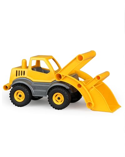 Lena 04212 EcoActives Schaufellader, ca. 33 cm, Baustellen Spielfahrzeug für Kinder ab 2 Jahre, robuster Radlader mit Griff und beweglicher Ladeschaufel, natürlicher Holzgeruch durch Holzanteil