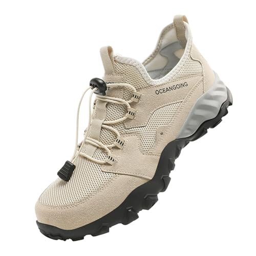 Trekkingschuhe Damen, Wanderschuhe Herren Walking Schuhe Outdoor Hiking Shoes Trekkingschuhe Breite Füße wasserdichte Schuhe Freizeitschuhe Sommer Outdoorschuhe Work Shoes, Beige, 41