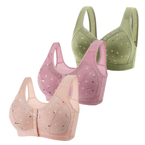 3er Pack BH Damen ohne Bügel Push Up Sport Set Frauen Starker Halt Große Größen Haltungskorrektur Rücken Atmungsaktiv Yoga-BH Women Bra für Schlafen Yoga Gym Outdoor Fitness (Mint Green-C, 48)