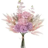 KIRIFLY Kunstblumen Künstliche Pflanzen Blumen Deko Seidenblumen Hortensien Blumenarrangements Kernstück Hochzeit Blumenstrauß(Rosa Lila)