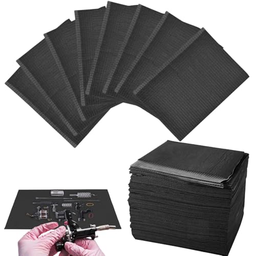 125 Stück Dental Lätzchen, 33cmx45cm Zahnärztliche Lätzchen Einweg, 3 Lagig Tattoo Lätzchen, Wasserdichte Tattoo Tischdecke, Tattoo Tisch Matten, Tattoo Tischdecken für Nagel und Wimperntechnik