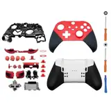 Hzxkqmil Ersatz-Gehäuse Vollschalen-Set für Xbox Elite Controller Series 2 - Core Edition, Inklusive Faceplates Abdeckung Mittlerer Rahmen ABXY Tasten LB RB Auslöser Knöpfe Zubehör, Rot