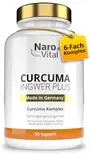 Kurkuma Ingwer Kapseln hochdosiert - Mit Curcuma Extrakt, Gerstengras, Kurkuma Pulver, Ingwer, Piperin, Curcumin - 90 vegane Kapseln - Alternative zu Tabletten