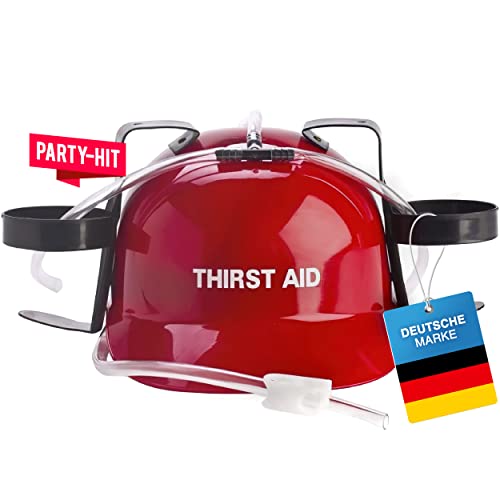 GOODS+GADGETS Party Trinkhelm für Erwachsene; Bier-Helm mit Dosenhalterung; JGA Saufhelm & Getränkehalter Partyhelm; Bauarbeiter-Helm Partyzubehör