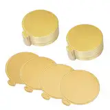 MengH-SHOP Kuchenbretter Karton Runden Mousse Kuchen Board Golden Kuchenböden Cake Board Dessert Displays Tablett für Hochzeit Geburtstag Kuchen Gebäck Dekoration 100 Stück