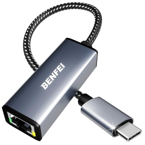 USB C auf Ethernet Adapter, BENFEI Thunderbolt 3 auf RJ45 LAN Netzwerk Adapter Kompatibel für MacBook Pro 2019/2018/2017, MacBook Air und mehr[Nylon geflochten&Aluminum Alloy]