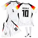 COQOYO Fussball Trikot Kinder Set, Heim JM10 Fußballtrikot für Jungen und Mädchen von 8-9 Jahre, Atmungsaktives und Schnelltrocknendes Fußball Trainingstrikot mit Kurzarm Shorts Socken, Weiß
