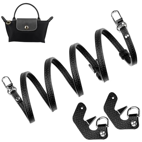 Schultergurt Strap für Longchamp Le Pliage Original Mini Bag, Schulterriemen Gurt Taschengurte Schultertaschen Crossbody Riemen für Long Champ Lange Henkel Taschen (Breite:9mm,Farbe:Schwarz)