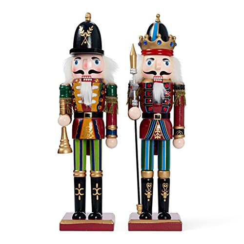 THE TWIDDLERS 2 Große Holz Weihnachten Nussknacker Figuren, 30cm - Klassische Weihnachtsdekoration Verzierung, Deko Nussknacker Figur für Zuhause Weihnachtsschmuck