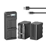 SMALLRIG NP-F970 Ladegerät Battery Ersatzbatterien (2 Stück, 7800mAh Akkus) & Schnellladegerät USB Dual Charger für Sony NP-F970 NP-F960 NP-F950 NP-F930 NP-F550 NP-F570 NP-F750, Camcorder - 3823