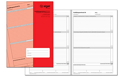 SIGEL AW484 Ausbildungsnachweisheft / Berichtsheft für wöchentliche oder monatliche Eintragungen, A4, 28 Blatt, immer 1 Woche bzw. 1 Monat im Überblick auf 1 Seite, ausreichend für 1 oder 3 Jahre