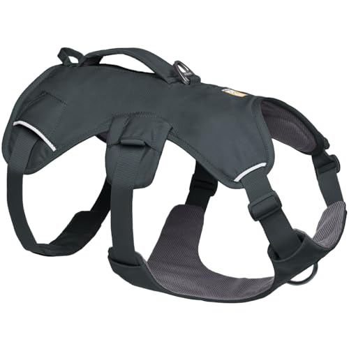 Ruffwear Web Master Hundegeschirr, Y-Front-Hundegeschirr mit Griff und verbesserter Schnalle, verstellbar und leicht für Spaziergänge und Wanderungen, fluchtsicher, kein Ziehen, Basalt Gray, Größe S