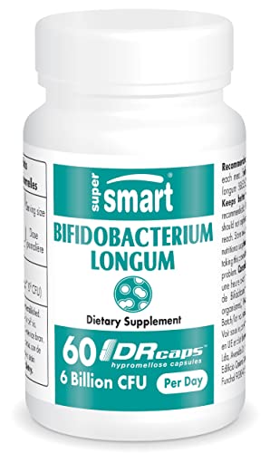 Supersmart - Bifidobacterium Longum 75 mg pro Portion - Probiotika für Darmgesundheit & Darmflora | Nicht GVO & Glutenfrei - 60 DR Kapseln