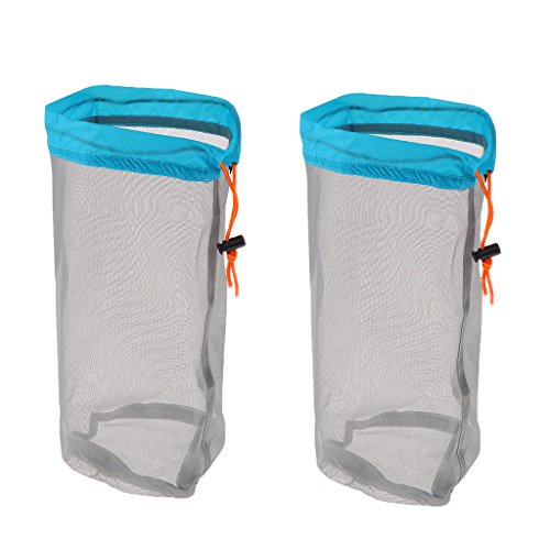 (2 Packung) Ultra- Stuff Sack Aufbewahrungsbeutel Für Camping Mesh Bag Sport Netzbeutel - Himmelblau, S