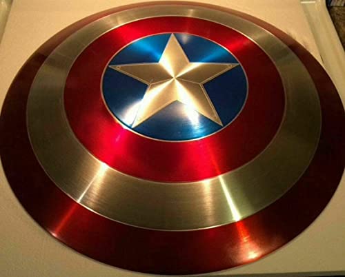 United Decor Captain America Shield – Handgefertigte Replik First Avenger Shield Metall Prop Shield, Rot und Silberfarben, 22'' Inch