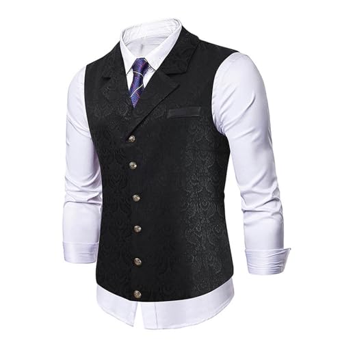 RUMAOZIA Trachtenwesten für Herren Weste Anzug Weste V-Ausschnitt ärmellose Westen Slim Fit Männer Casual Klassisch Basic Weste Business Hochzeit Anzugweste Slim fit Gilet mit Knöpfen