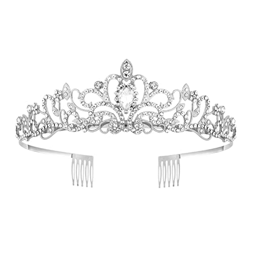 MIVAIUN Tiara Kristallkrone mit Strasskamm Strass Tiara Hochzeit Tiara Hochzeit Braut Strass Krone für Geburtstags Hochzeit Abschlussball Prinzessinnenpartys Frauen und Mädchen