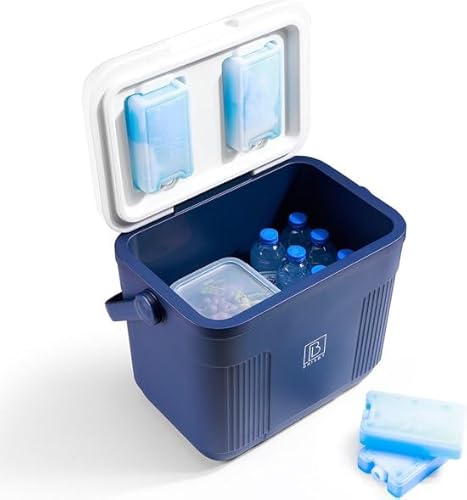 Brisby Kühlbox 22 Liter - Blau- 18 Stunden warm - 40 Stunden kühl - Inklusive 4 große Kühlelemente 450 ML -38,3cm x 39,5cm x 27,5cm (H x L x B) - Kühltasche für Arbeit, Camping, Grillen oder Urlaub