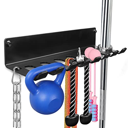 BRTGYM Gym Rack Organizer, Home Gym Zubehör Aufhänger, Wandhalterung Haken für olympische Langhanteln, Reihengriffe, Schläger oder Werkzeuge (E-Book Anleitung im Lieferumfang enthalten)