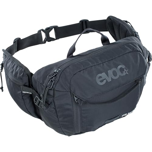 EVOC HIP PACK 3l Hüfttasche Bauchtasche Hüftbeutel (3l Fassungsvermögen, AIRFLOW CONTACT SYSTEM, verstellbarer Hüftgurt, VENTI FLAP-System, inkl. 1,5l Trinkblase), Schwarz