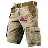 Kurze Hosen Herren Cargo Shorts Sommer Baumwolle Herren Bermuda Shorts Freizeithose Kurze Chino Shorts mit Taschen Bermuda Shorts Herren Xxl Cargoshorts Herren Sommer,Kurze Sommerhose Herren