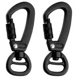 Karabinerhaken mit Drehgelenk Schwarz 2 Stück für Hunde Leinen Befestigung Robuste Drehkarabinerhaken mit Drehgelenk für Hundeleine SchlüsselanhäNger und Outdoor Zubehör