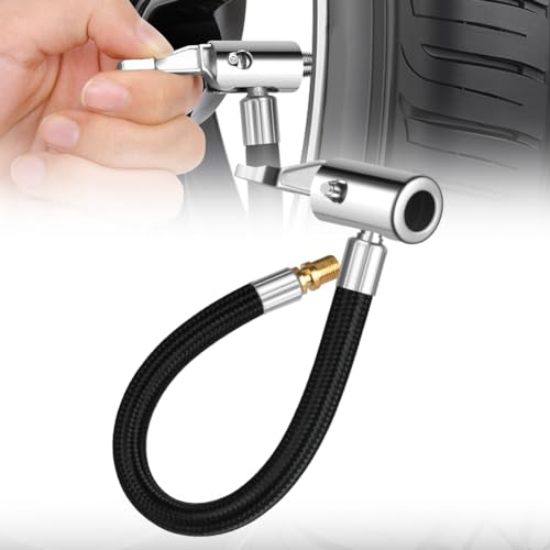 URAQT Ventilverlängerung Set, 24cm Reifenfüller Schlauch Luftpumpe Ersatzschlauch Reifenfüllschlauch Autoventil Inflator Schlauch Universal Adapter für Auto Fahrrad Motorrad Kompressor