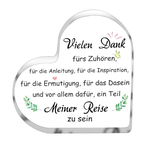 Dankeschön Geschenke für Frauen, Beste Freundin Geschenke, Acryl Dekoration Erzieherin Dankesgeschenk für Abschluss, Acryl-Kristall Home Office Desk Decor Acryl Herz