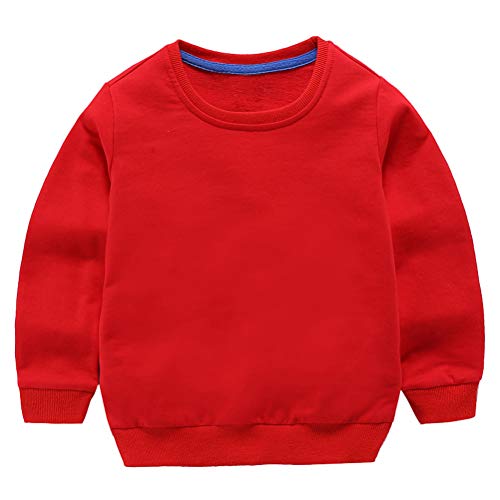 Taigood Kinder Pullover für Jungen Baumwolle Sweatshirt Langarm T Shirts Pullover Herbst Winter Alter 1-7 Jahre Rot 120cm/4-5Jahre