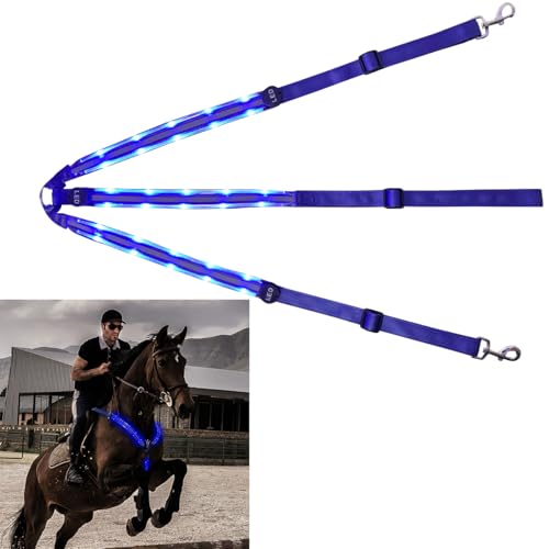 LED Pferdegeschirr Verstellbar Luminous Horse Vorderzeug Brustgurt für Pferde für den Pferdesport(Blau)