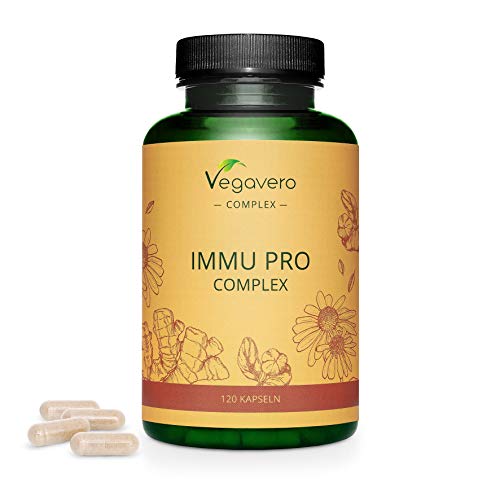 IMMUNSYSTEM Komplex Vegavero® | Mit Echinacea, Vitamin C, Vitamin D3, Selen, Ingwer und Zink | 120 Kapseln | Abwehrkräfte stärken* | Vegan