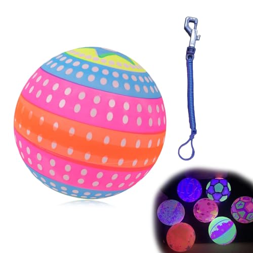 Großer Leuchtender Springball, Blinkender Leuchtender Ball, Kinderball Bildung, Glänzender Springball für Erwachsene Mehrfarbig Leuchtet Im Dunkeln, Lernspielzeug Glänzendes Spielzeug