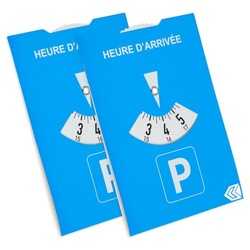 Parkscheibe, 2 Stück, in Blau, aus Papier, doppelseitig einstellbar, Parkuhr mit HEURE D'ARRIVÉE, für Auto, LKW, Wohnmobil, Parking Disc Blue, Parkscheiben, Parkkarte, blaue Papier Park Scheibe Karte
