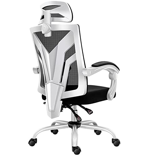 TABKER Schreibtischstühle Adjustable Game Chair mesh Office Chair live Broadcast Rotating Chair Racing Chair (Color : White)